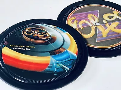 ELO - 2 Vinyl Record Label Coasters. New World Record. Out Of The Blue. • $11.37