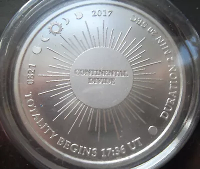 Eclipse Across America 2017 Continental Divide - .999 Silver 1-oz Medal #21/25 • $75