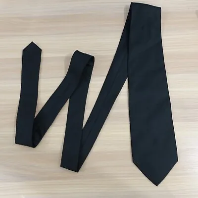 Van Heusen Neck Tie Men Black Solid Silk Basic Suit Formal Adult Stain Resistant • $15.88