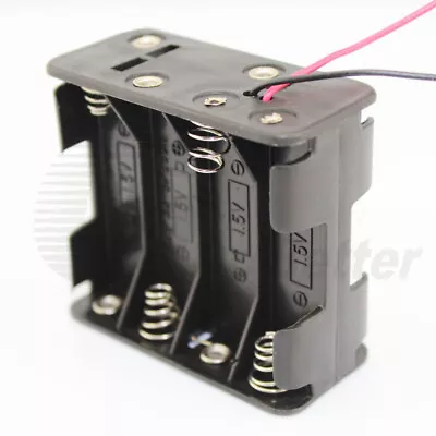 8 Slot AA Battery Holder Case Box Connector Double Sided Open With Wire 12V DIY • £2.34