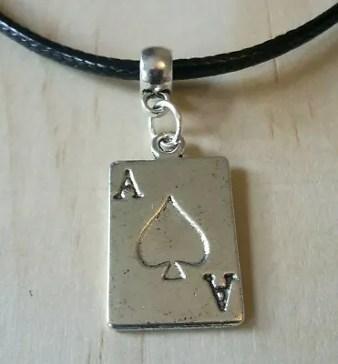 £3.25 • Buy Ace Of Spades Leather Necklace 17 Inch Mens Womens Tibetan Silver Pendant