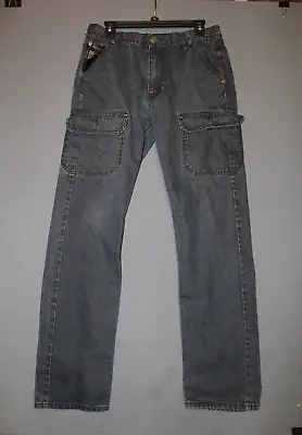 Black Label BLPP Premium Denim Jeans Mens 36x34 Distress Leather Accents Pockets • $15.75