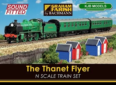 N Gauge Farish 370-165SF DCC Sound The Thanet Flyer Train Set - Loco+Coaches Etc • £374.95