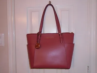 Michael Kors Jet Set Top-Zip Terracotta Leather Medium Tote 30F2GTTT8L EUC • $75