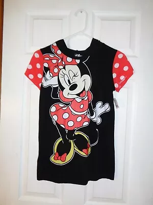New Disney Minnie Mouse Ss Pullover Hoodie Top Hood Has Ears & Bow Black S 3-5 • $9.99