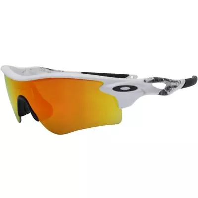 Oakley Custom Radarlock Path Matte White Text Fire Iridium Sports Sunglasses • $179.99