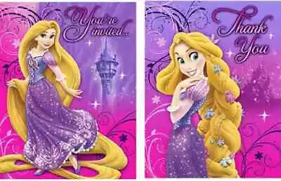 Tangled Sparkle Disney Princess Rapunzel Birthday Party Invitations Thank Yous • £10.09