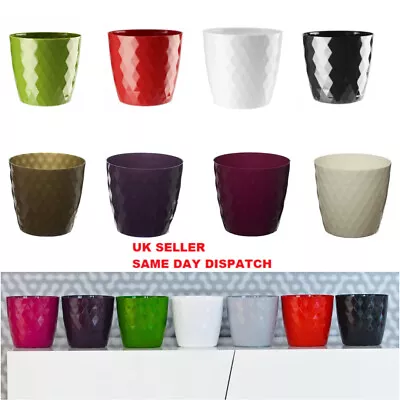 Flowerpot Round Plastic Plant Pot Modern Decorative Small Medium Large Crystal • £7.99