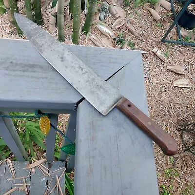 Antique Vintage  Chef Forged Butcher Knife Carbon Steel   USA 12  Blade Used • $60