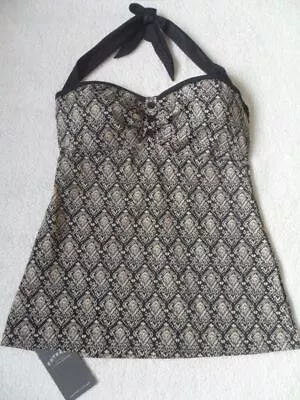 FAT FACE 50's ETHNIC PRINT NON-WIRED PADDED HALTERNECK TANKINI TOP SIZE 6 • £15.99