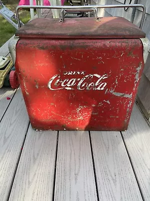 VINTAGE 50’COCA COLA METAL COOLER. UNRESTORED. Vintage Used Condition. • $60