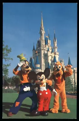 Postcard Disney World Mickey Mouse Goofy Pluto Great Guests Cinderella Castle P • $3.99