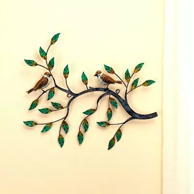 Metal Branch Leaf Tree Birds Wall Art Hanging Sculpture Indoor/Outdoor Decor • $52.04