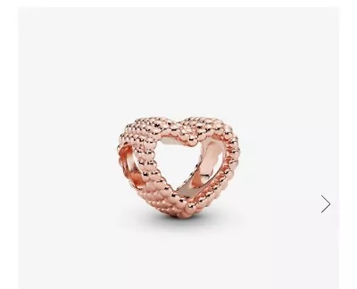 Genuine Authentic Pandora Rose Gold Beaded Open Heart Charm 787516 • £20
