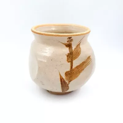 Vintage Studio Pottery Bowl Planter Pot 4in Japanese Style Signed Unusual Shape • £24.95