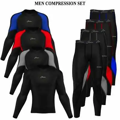 Mens Boys Body Armour Compression Baselayers Thermal Shirt Top Leggings Skin Set • £21.99