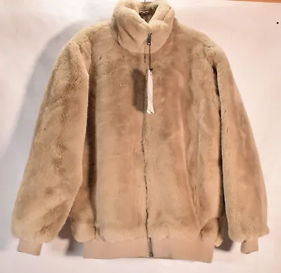 Zara Mens Faux Fur Coat Puffy Zipper Beige M NWT • $110