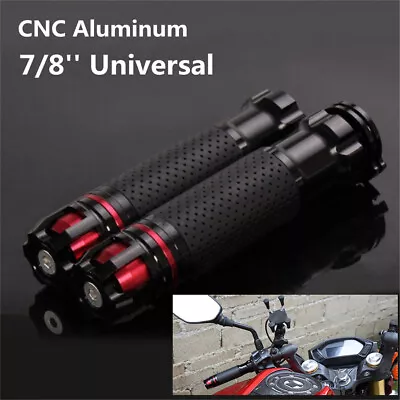 Universal 7/8'' 22mm Motorcycle Throttle CNC Aluminum Alloy Rotatable Hand Grips • $21.02