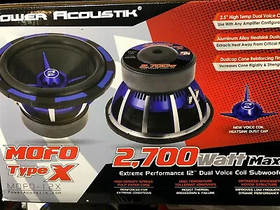 New Power Acoustik Mofo-122x 2700 Watt 12  Dual 2 Ohm Subwoofer • $109.90