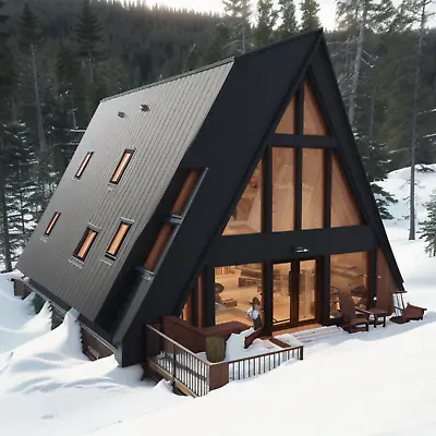 Modern A-Frame Cabin House Plan With AutoCAD File And PDF For Blueprint Plans • $35
