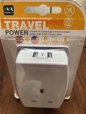 UK To America & Canada Adapter With 2 USB Charger • £7