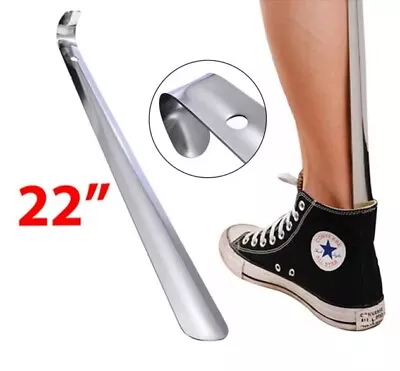 22in Extra Long Handle Shoe Horn Stainless Steel Metal Shoes Remover Shoehorn US • $7.99