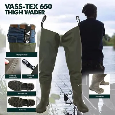 Vass Vass-Tex 650 Series Thigh Wader Carp Fishing Waders *All Sizes* NEW • £54.98