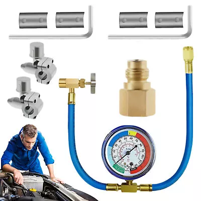 Self-Sealing R134A Refrigeran Recharge Hose Kit Car AC Charge Hose With Gauge • $30.19