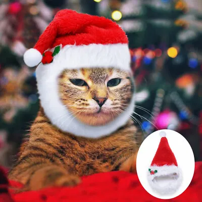 £4.18 • Buy Christmas Hats For Dogs Pet Cat Xmas Red Holiday Costume Santa Hat Cap Outfit