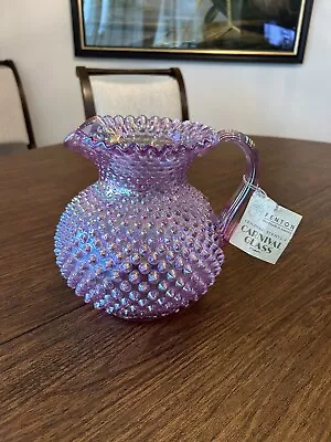 1992 Fenton Glass Pink Iridescent Carnival Hobnail 8  Pitcher • $80