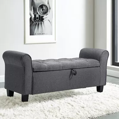 Window Ottoman Storage Blanket Box Rolled Arm Bench Stool Chest Trunk Seat • £109.95