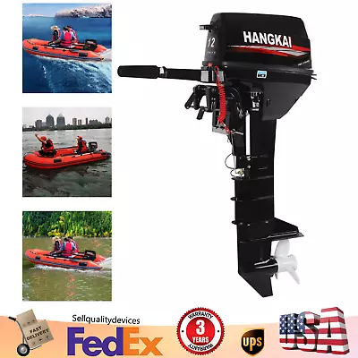 HANGKAI 12 HP 2Stroke Fishing Boat Engine Outboard Motor Long Shaft Water Cooled • $1075