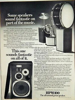 $16.88 • Buy Pioneer Hpm-100 Audiophile Speakers Vtg 1976 Ad, Rare Ephemera