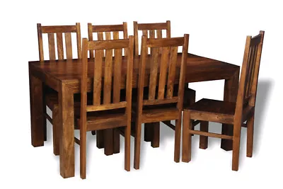 Solid Mango Wood Dakota 160cm Dining Table & 6 Dakota Chairs New Furniture • £899.95