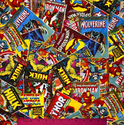 Marvel Comics Fabric - HALF YARD 100% Cotton - Avengers Wolverine Iron Man Hulk • $4.98