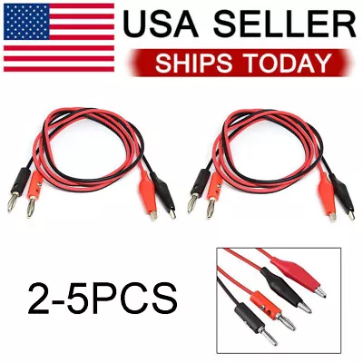 3FT Banana Plug Probe Cable To Alligator Test Lead Clip Wire For Multimeter • $10.99