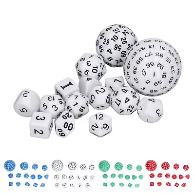 New 15pcs Complete Polyhedral Dice Set Acrylic D3 To D100 Spherical Role Play Ga • $25.15