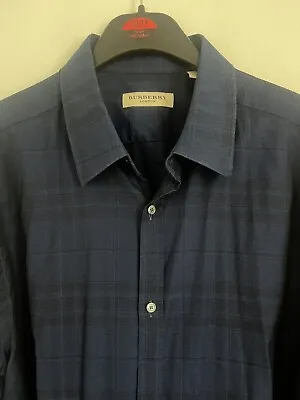 £25 • Buy Burberry Tailored Fit Blue Check Shirt XL