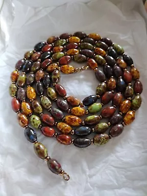 Vintage Scottish Agate Bead Necklace Single Strand Very Long 48  Inches  • £18