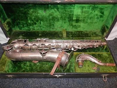 Buescher True Tone Low Pitch C Melody Tenor Saxophone Silver Vintage Used AS-IS • $950