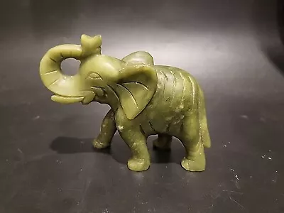 Vintage Green Matte Jade Elephant Figurine 3  X 4  • $9.90
