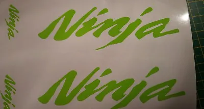 2 X NINJA - Vinyl Decals / Stickers - Motorcycle Tank / Bellypan (LIME GREEN) • £3.99