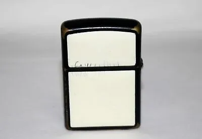 Vintage Flip Top Zippo Pocket Cigarette Lighter Black On Brass White Enamel • $24.99