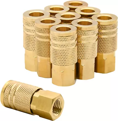 1/4-Inch Brass Female Industrial Coupler 10 Pack 1/4 Inch Air Hose Fittings NPT • $36.28