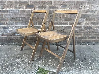 Pair Vintage Aldo Jacober Style 1950s Military Stamp Folding Chairs Mid Century • £149.99