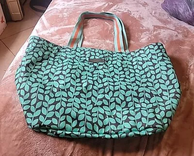 Vera Bradley Large Open Tote In Shower Vines Green Brown Orange Leaf Print • $19.99