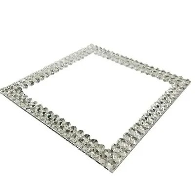 Square Glass Mirror Charger Plates With Glass Stone Trim Set Of 4 • $90