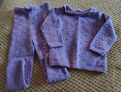 Baby Girl Footed Trousers And Top Soft Outfit 9-12 Months *Excellent* • £9