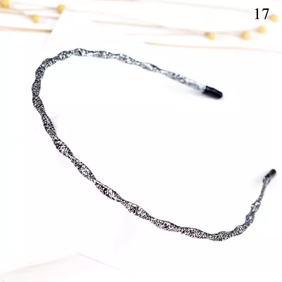 Women Fashion Thin Glitter Head Hoop Wavy Shiny Metal Color Headband Hairband CA • $2.01