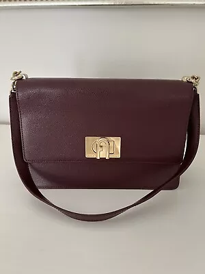 Furla Metropolis Large Burgundy Crossbody Handbag Near New Gold Hardware Chain  • $160